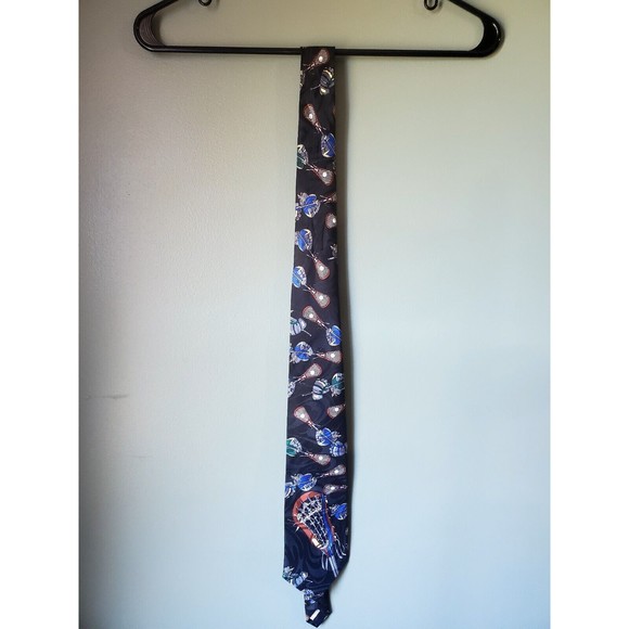 Fratello Hand Made Lacrosse Men's Necktie LAX Black - Picture 1 of 6